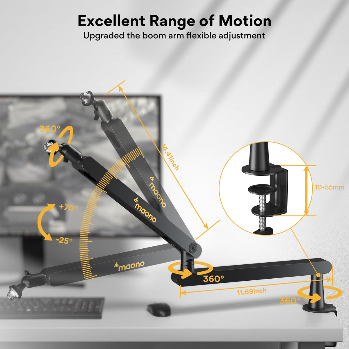 Wireless Gaming Microphone with Boom Arm A1368