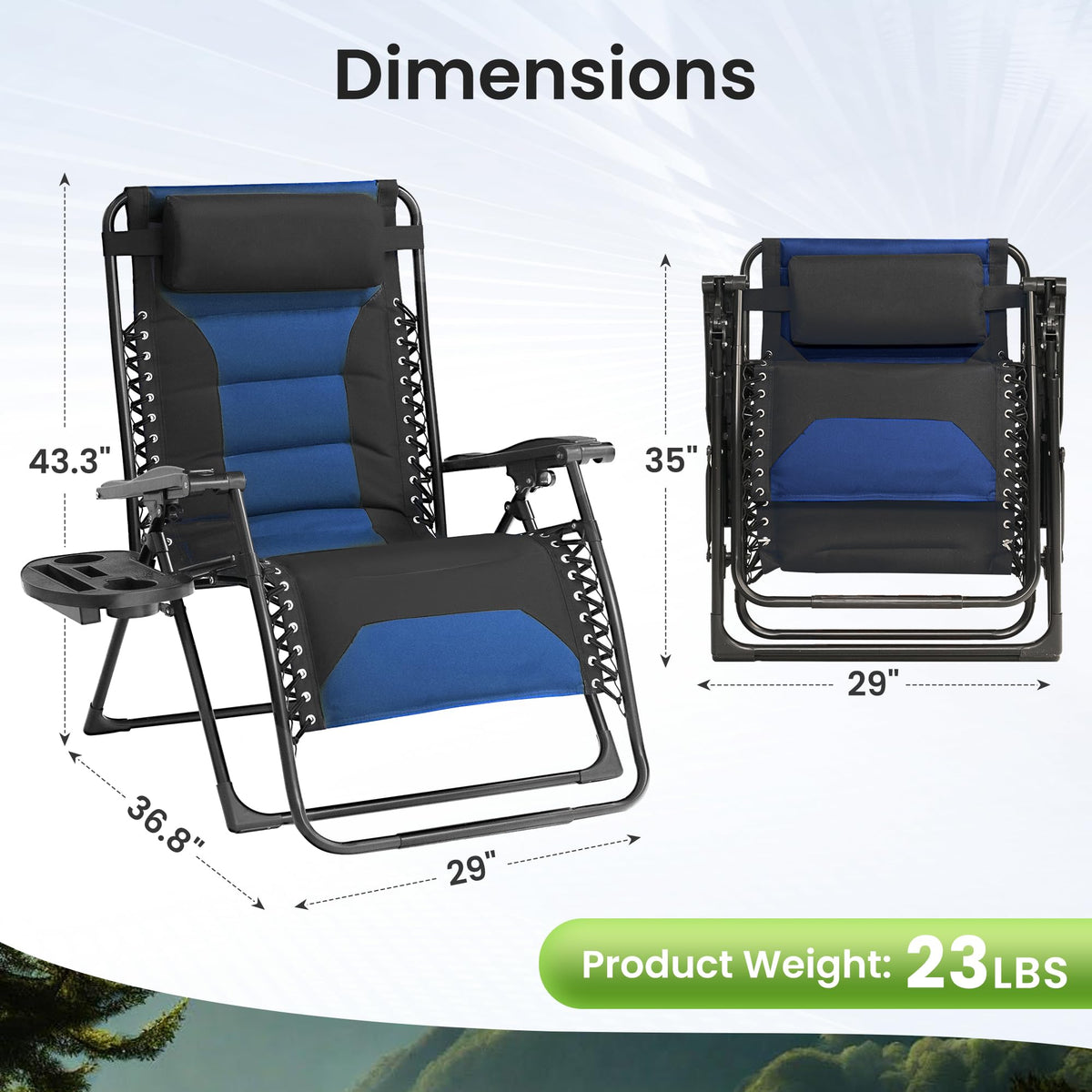 Oversized Zero Gravity Chair 2 Pack Black Blue N262666