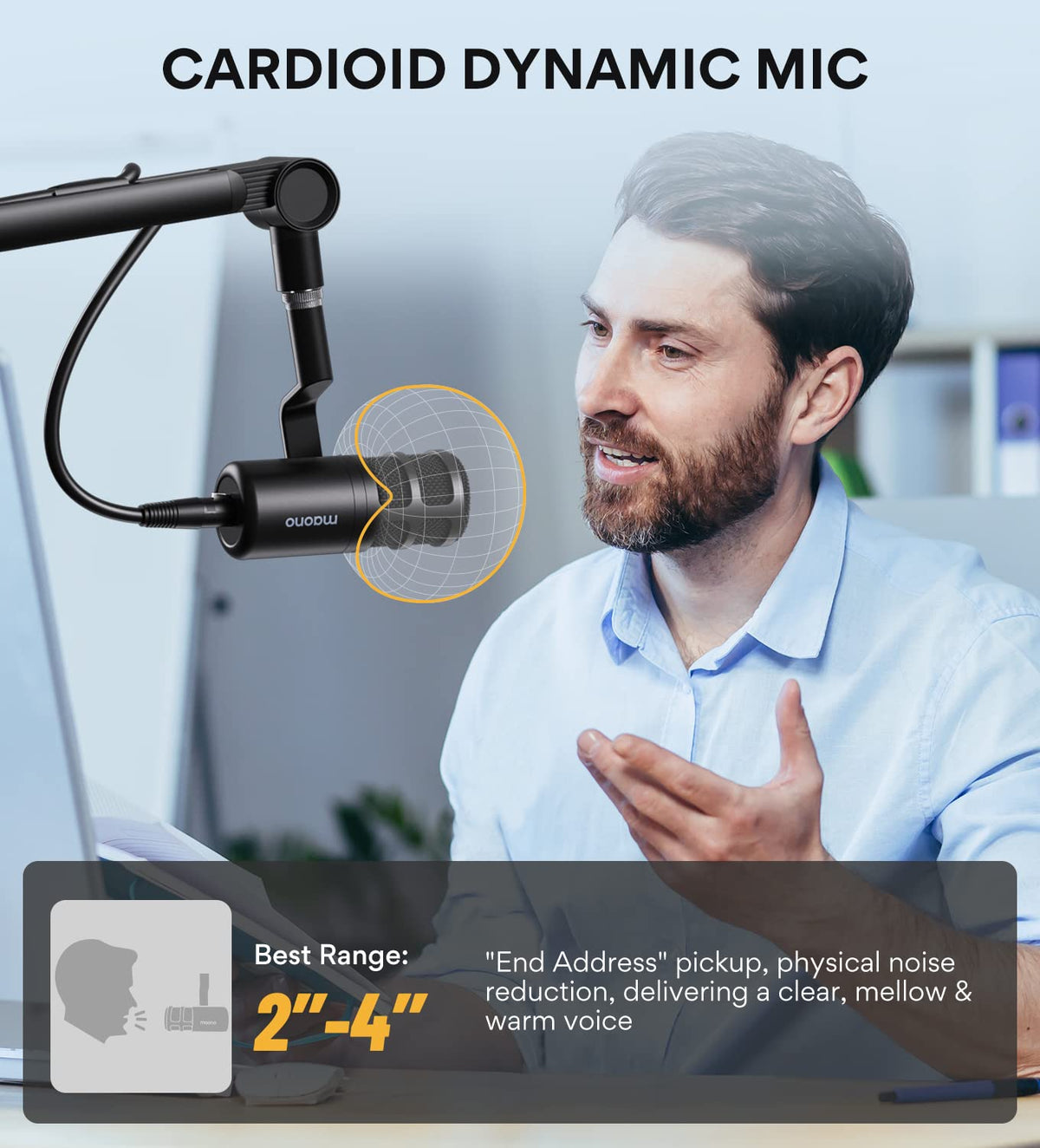 XLR Podcast Microphone, Cardioid Dynamic Metal Desk Mic G144956
