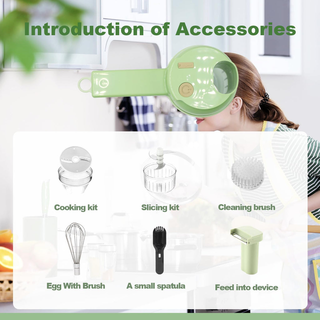 Portable Wireless Electric 4-in-1 Vegetable Cutter Set B8520
