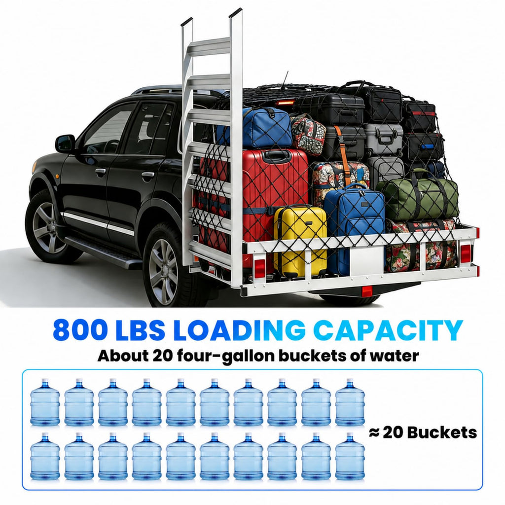 52"x31"x10" Aluminum Hitch Cargo Carrier with Ramp D782