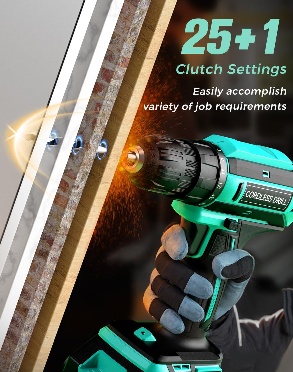 20V MAX Cordless Drill Set with 2 Batteries & Charger Q156