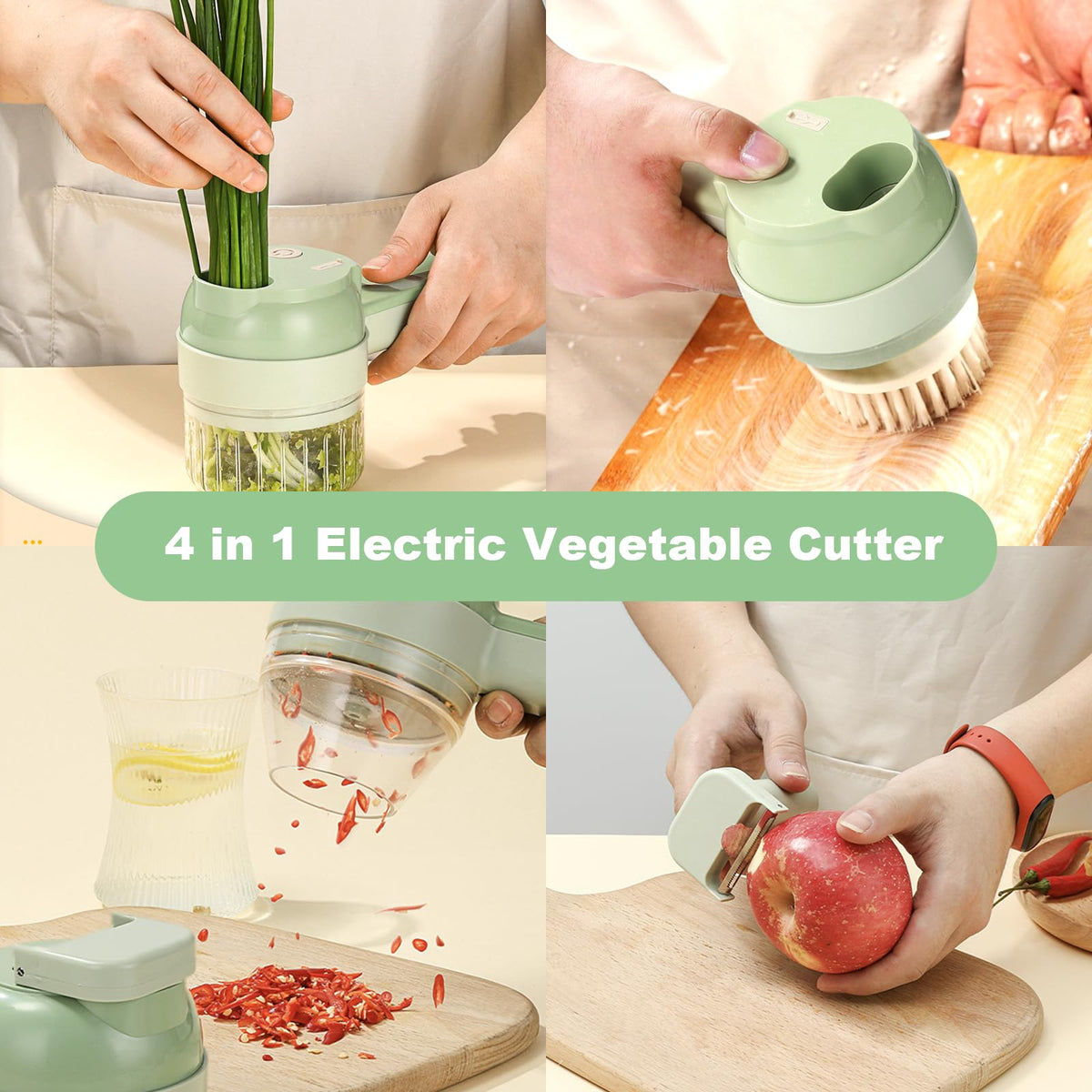 Portable Wireless Electric 4-in-1 Vegetable Cutter Set B8520