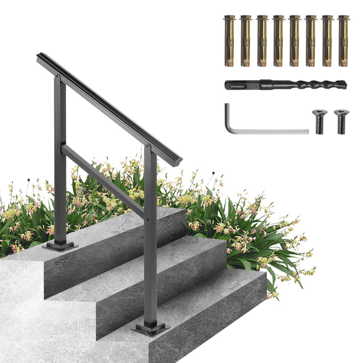 Aluminum Outdoor Stair Handrail 36 x 35 for 2-3 Steps O28923
