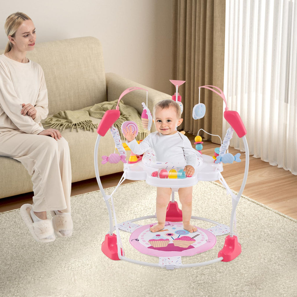 Pink Baby Bouncer Activity Center with Music Lights and Sounds N713984