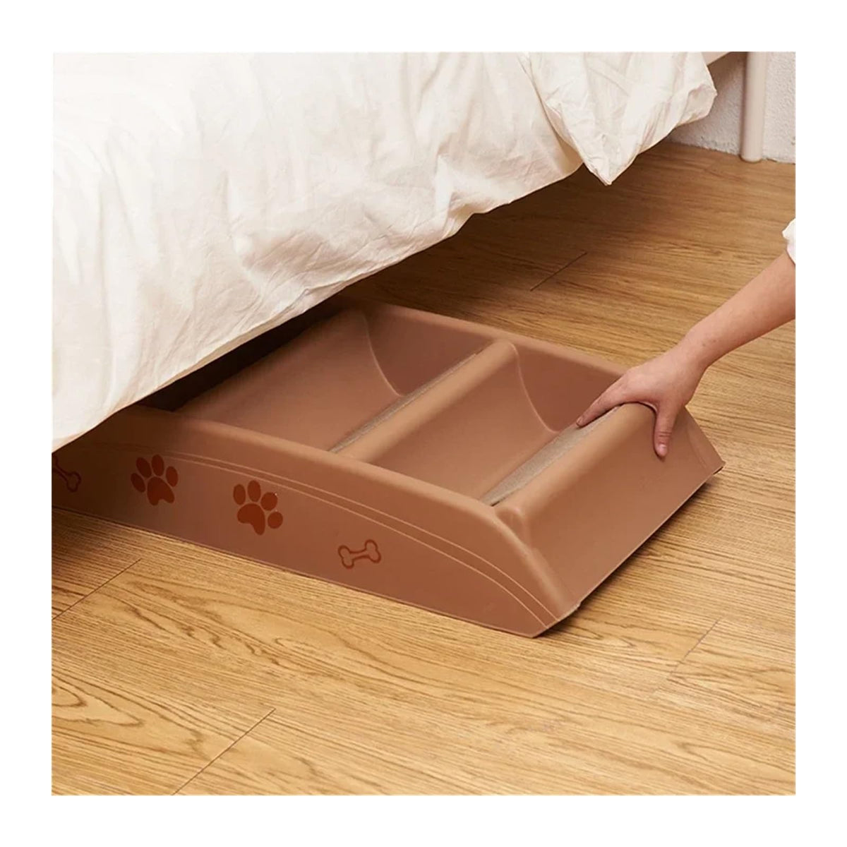 Folding Plastic 4 Steps Non-Slip Dog Stairs Light Gray D58078