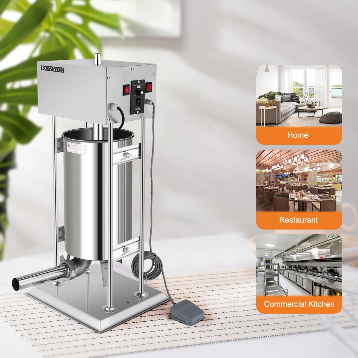 15L Electric Stainless Steel Sausage Stuffer with 5 Stuffing Tubes R79209