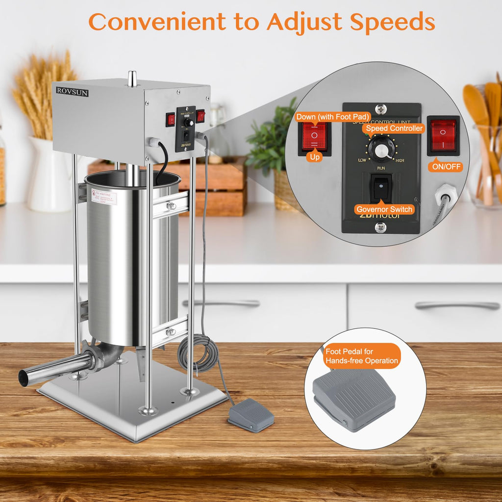 15L Electric Stainless Steel Sausage Stuffer with 5 Stuffing Tubes R79209