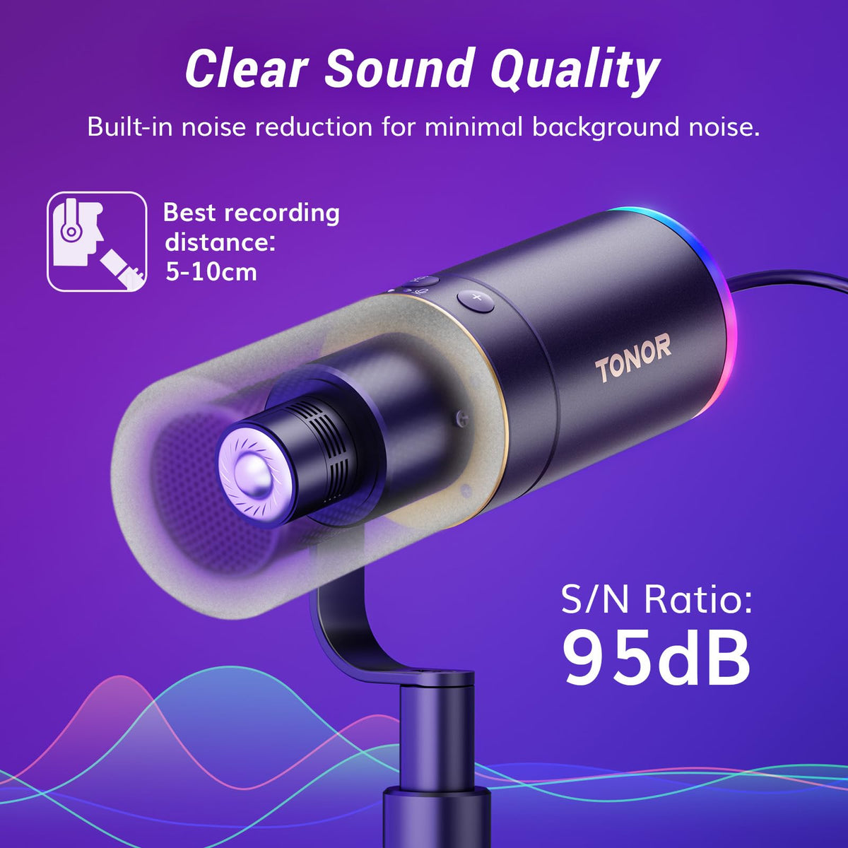 Black XLR USB Dynamic Podcast Microphone with Boom Arm P702