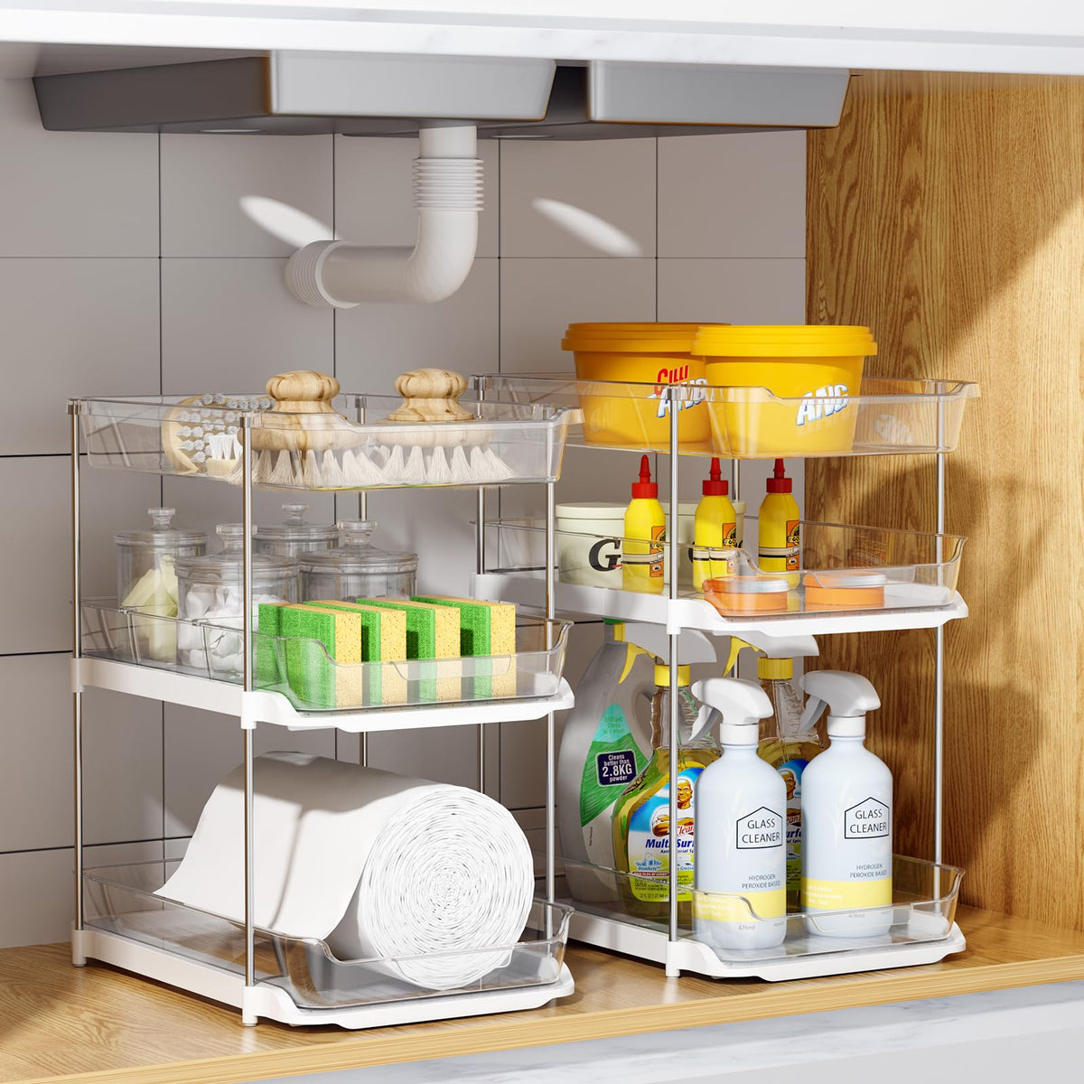 2 Sets of 3-Tier Under Sink Organizers and Storage B1679