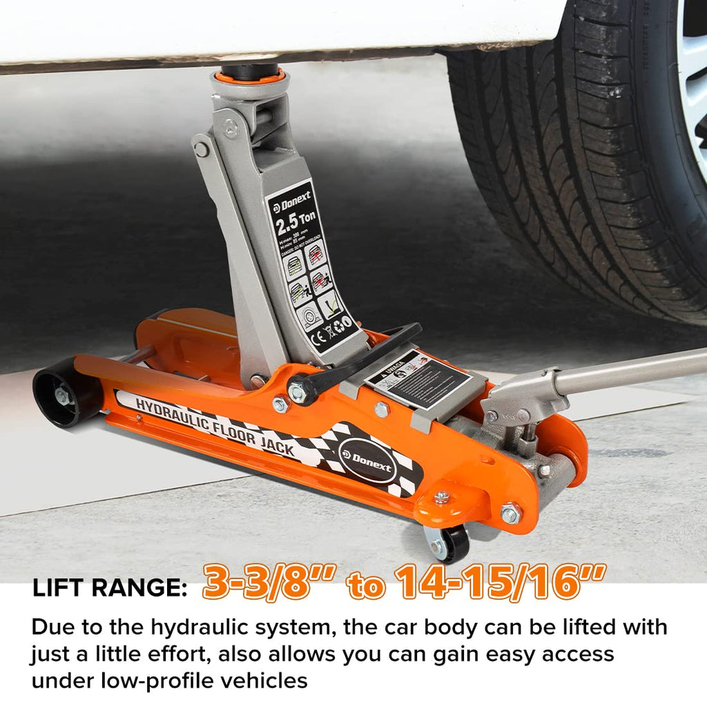 Steel Floor Jack and Orange Jack Stands R164