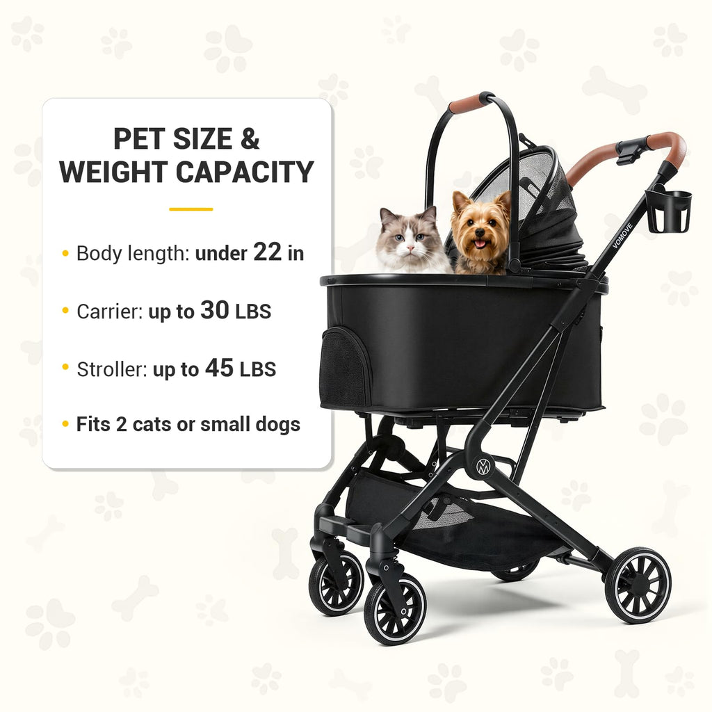 Foldable Pet Stroller with Detachable Carrier Q422