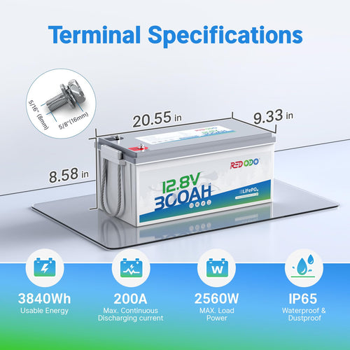 12V 300Ah LiFePO4 Marine Battery D8180