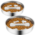Stainless Steel Slow Feeder Dog Bowls, 2 Pcs O998112