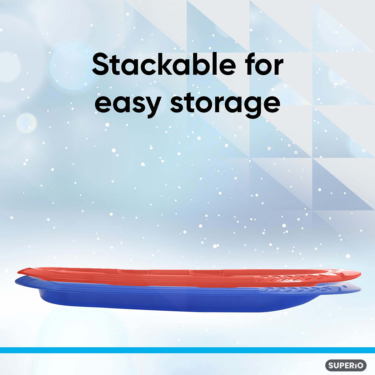 36" 48" Heavy Duty Plastic Toboggan Snow Sled with Handles, 3 Pack G2747