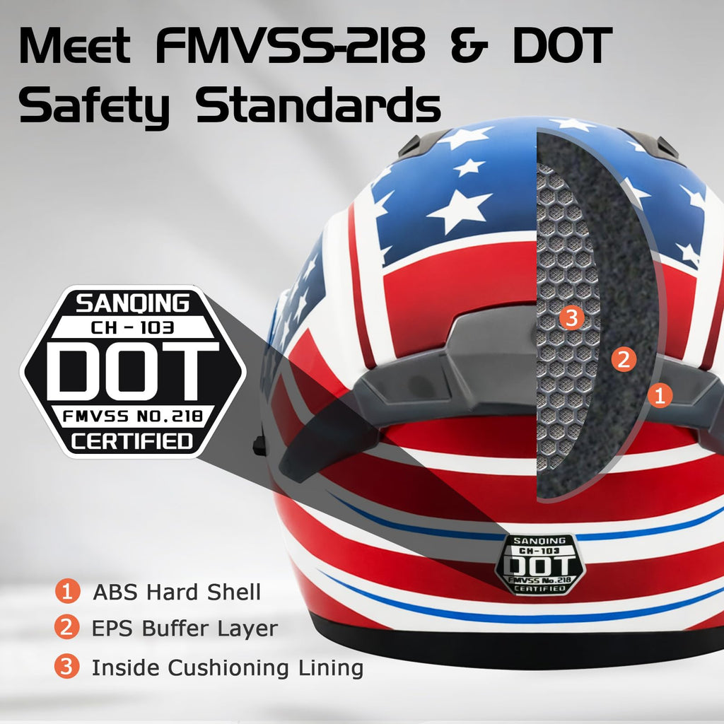 DOT Approved Dual Visor Full Face Motorcycle Helmet C4349