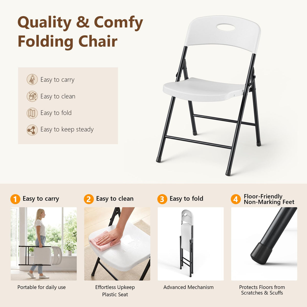 White 10 Pack Plastic Folding Chair Y871247