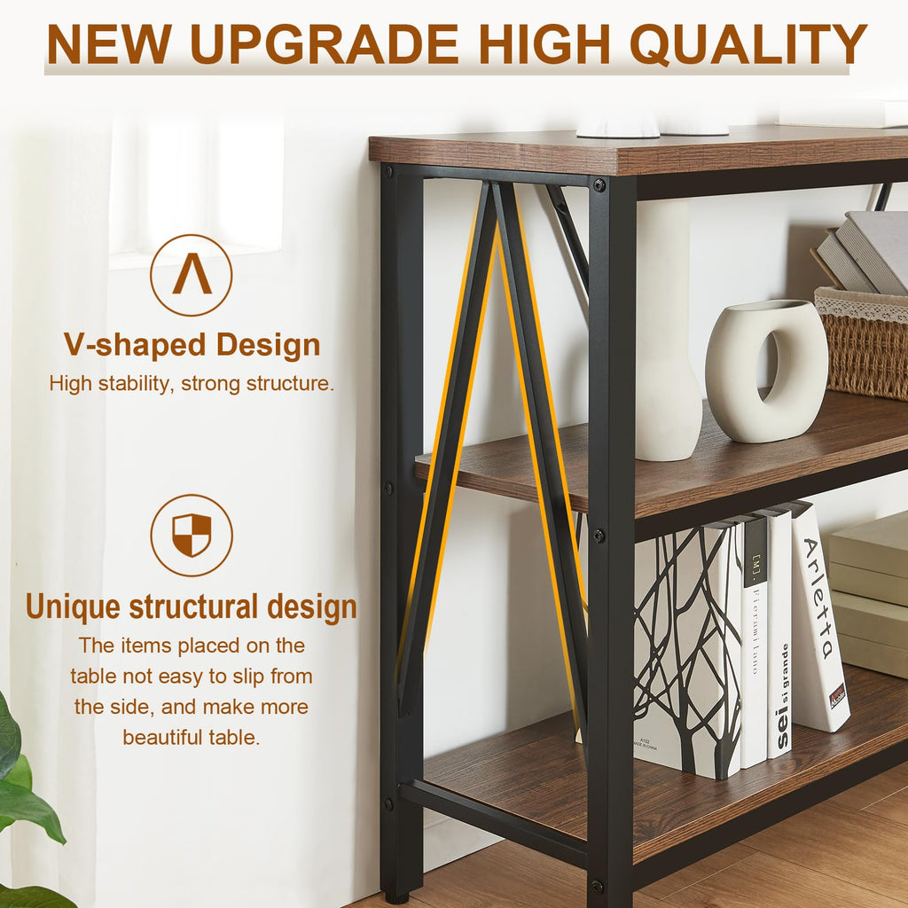 Brown 3 Tier Console Table with Open Shelves F1174
