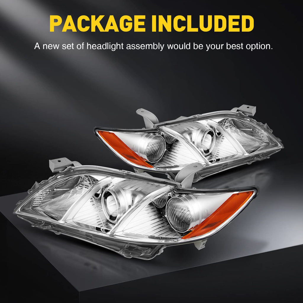 Headlight Assembly Amber Reflector Clear Lens Pack of 2 O37632