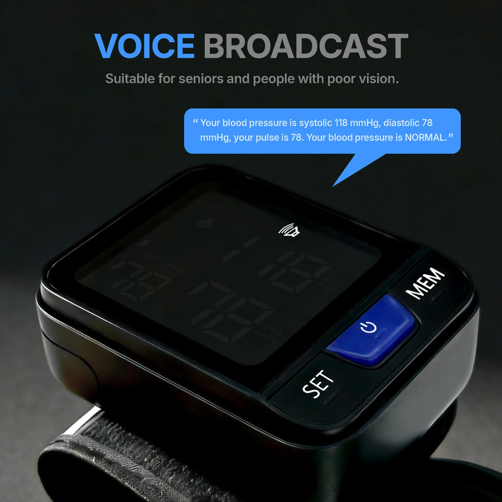 Wrist Blood Pressure Monitor with Voice Broadcast, 240 Memory for 2 Users W21465