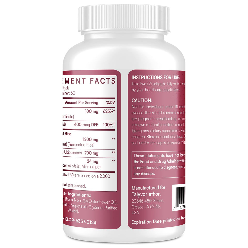 Red Yeast Rice 1200mg CoQ10 Astaxanthin 120 Softgels F559
