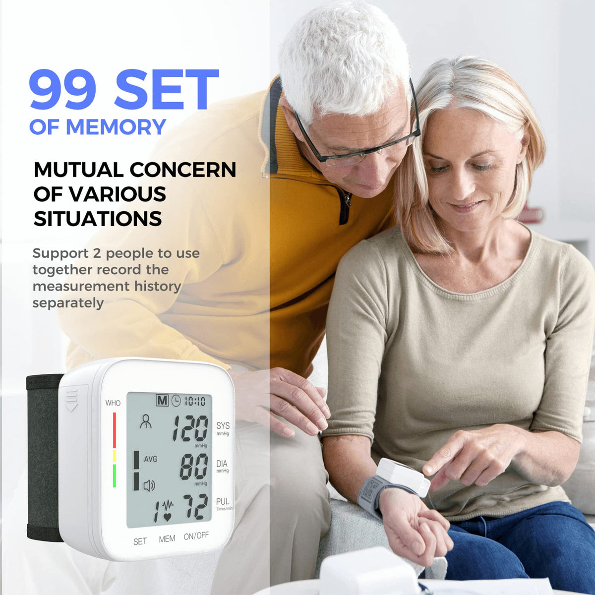 White Wrist Blood Pressure Monitor with Carrying Case R651208