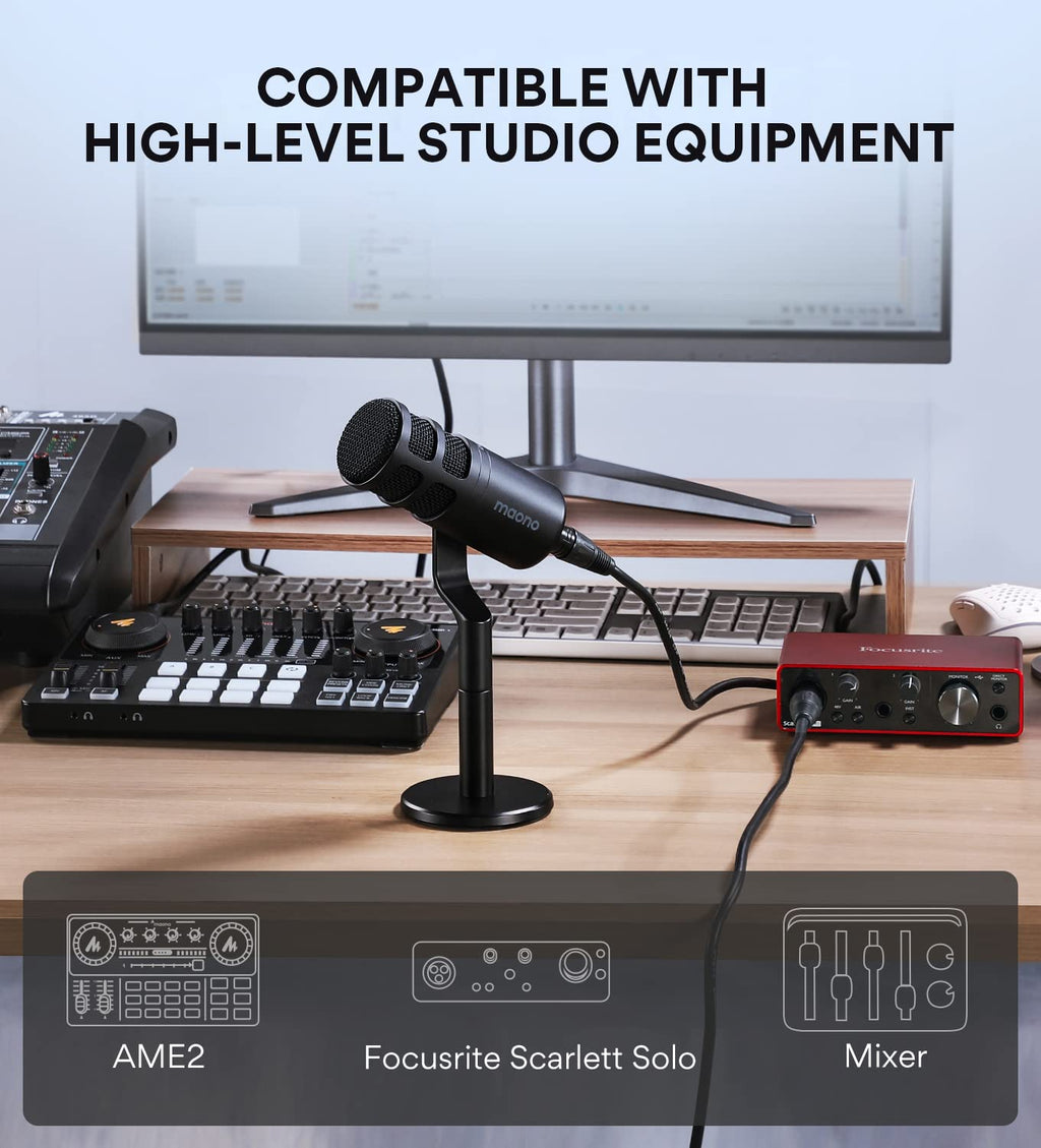 XLR Podcast Microphone, Cardioid Dynamic Metal Desk Mic G144956