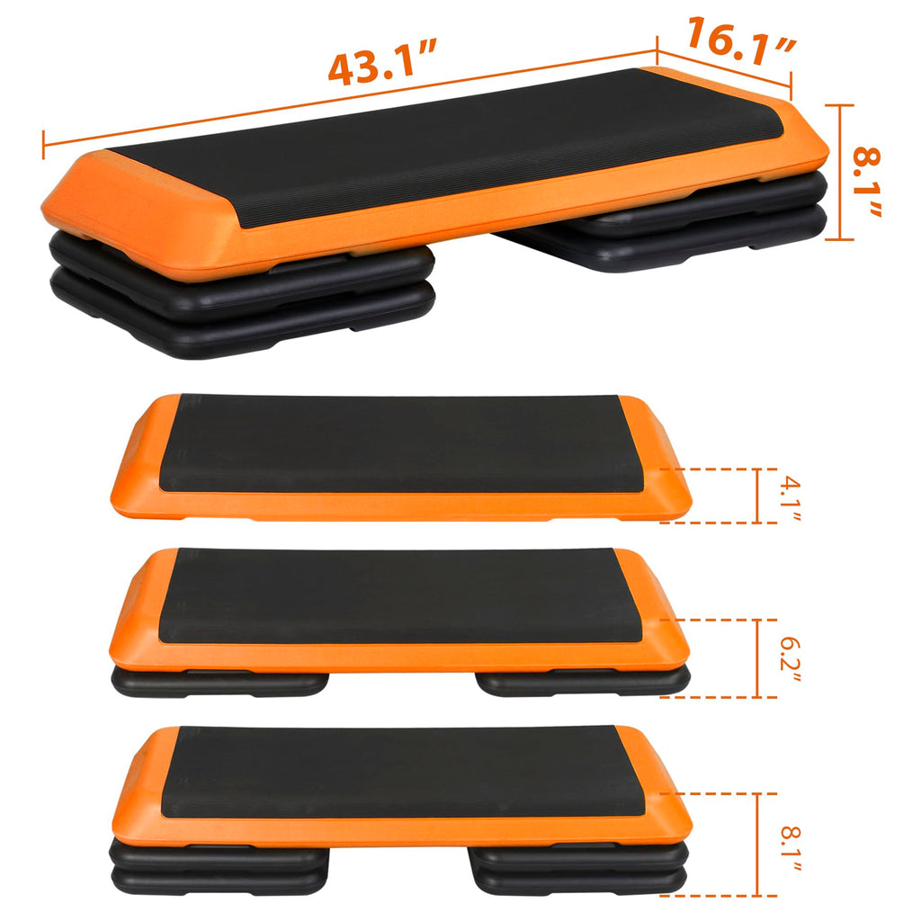 43'' Adjustable Aerobic Step Platform with 4 Stackable Risers F4127