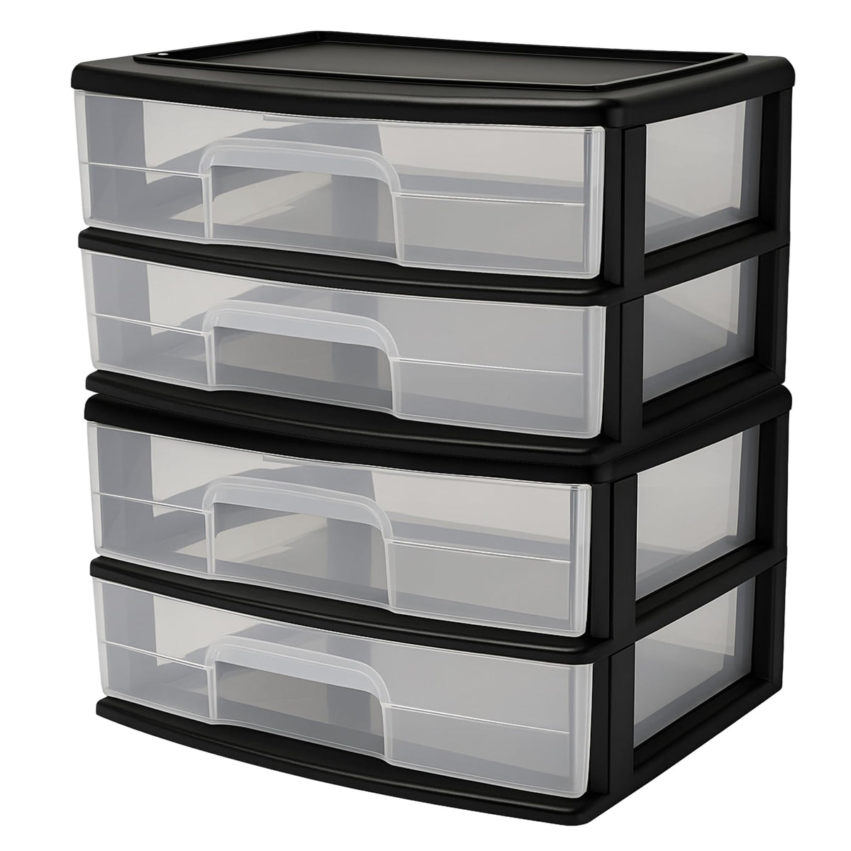 2-Tier Black Storage Drawer Tower, 2 Pack T847