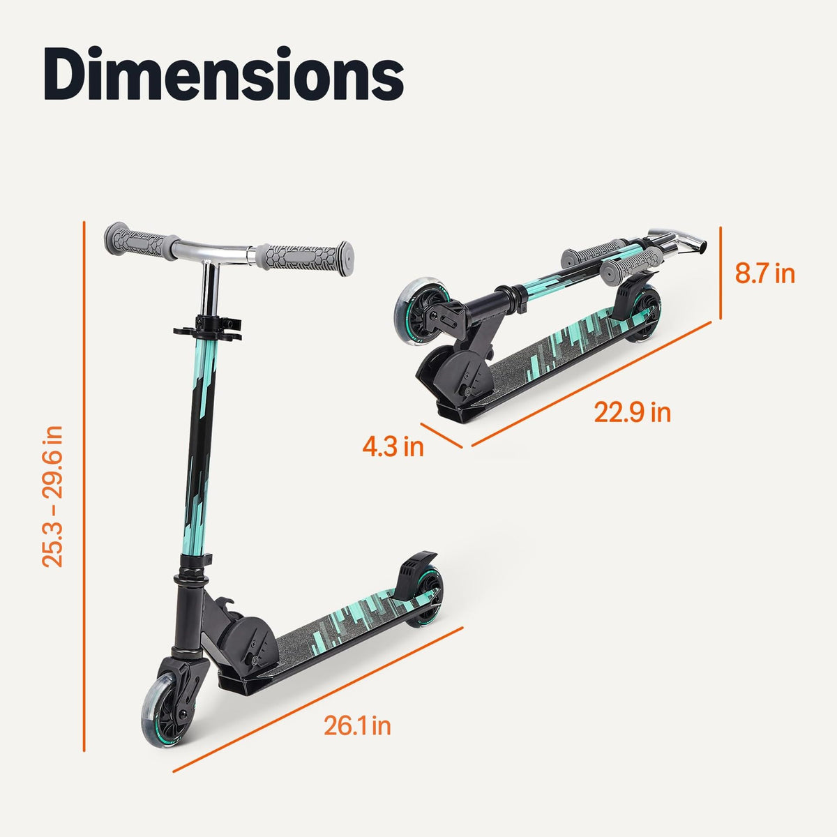 Foldable Light Up Wheels Adjustable Handlebar Aluminum Kids Kick Scooter D274