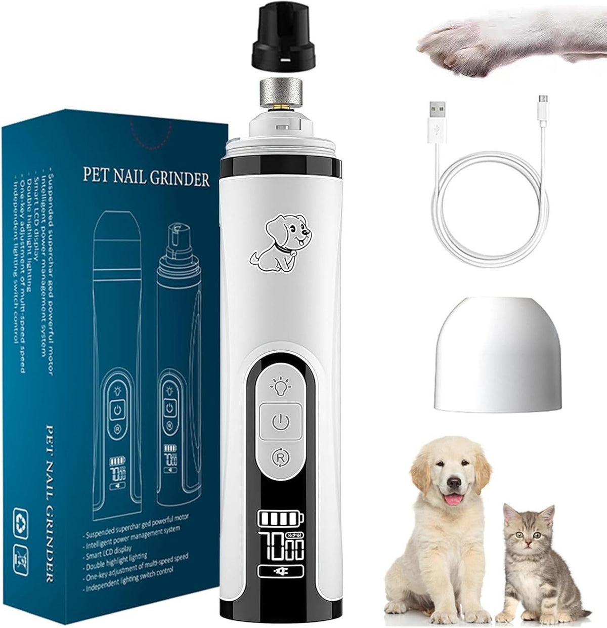 Rechargeable Silent Pet Nail Grinder Y6743