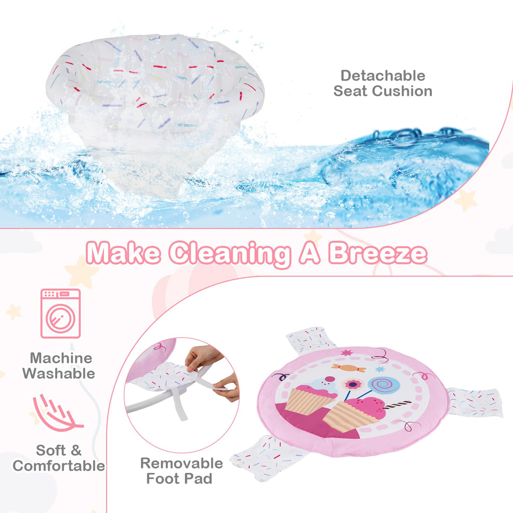 Pink Baby Bouncer Activity Center with Music Lights and Sounds N713984