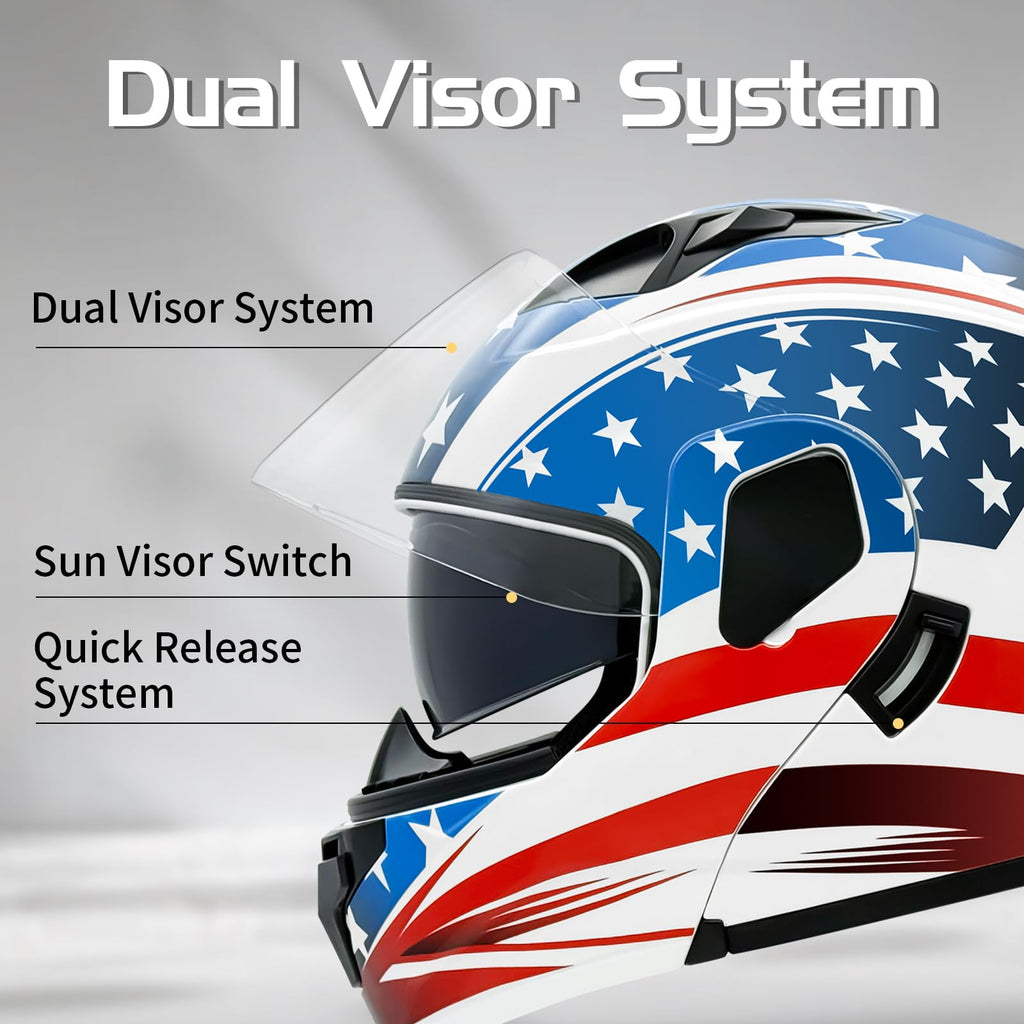 DOT Approved Dual Visor Full Face Motorcycle Helmet C4349
