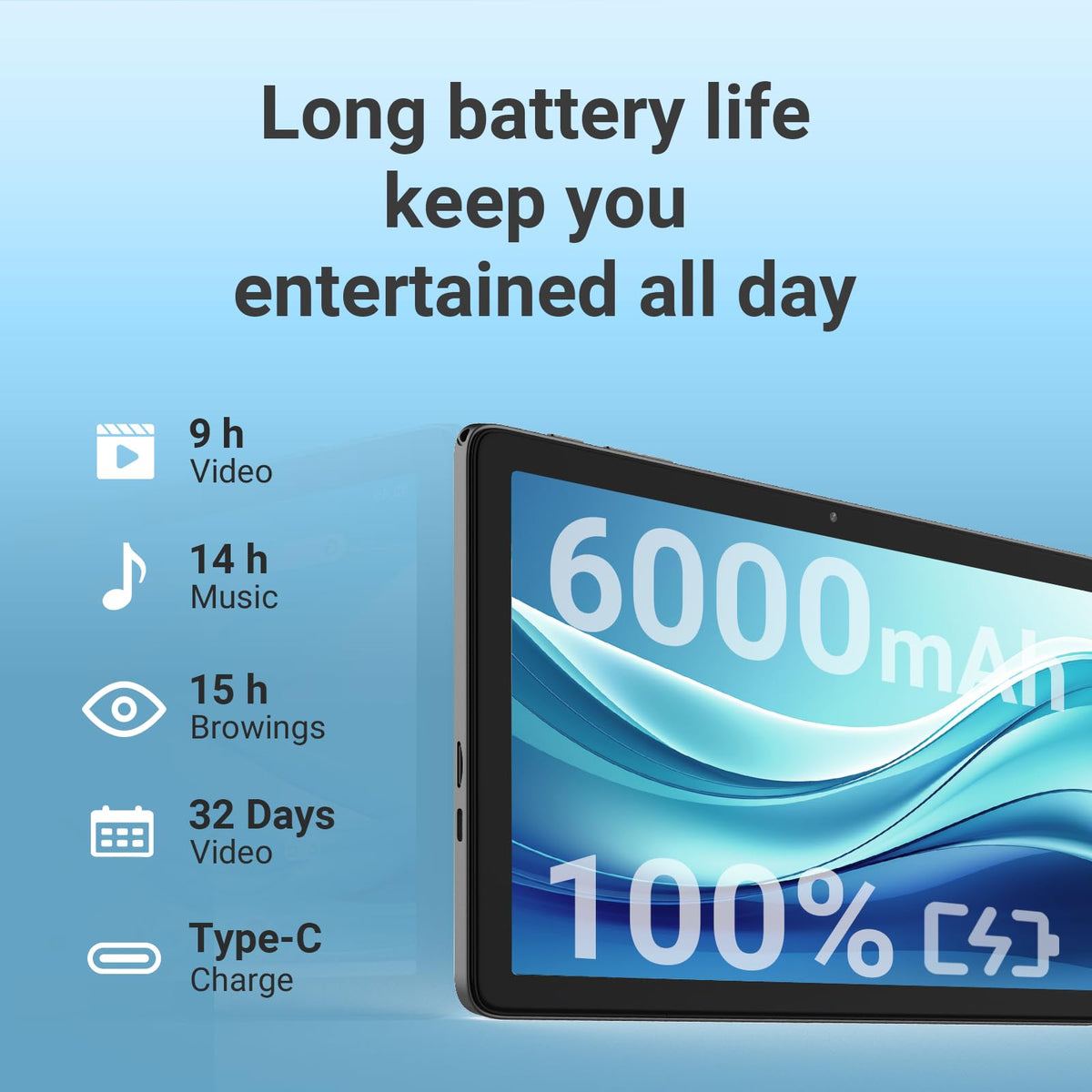 10.1" Android Tablet with Octa-core Processor 10GB RAM 64 GB ROM D527