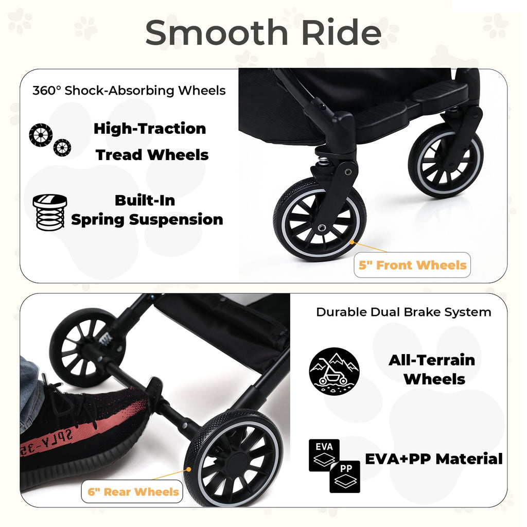 Foldable Pet Stroller with Detachable Carrier Q422