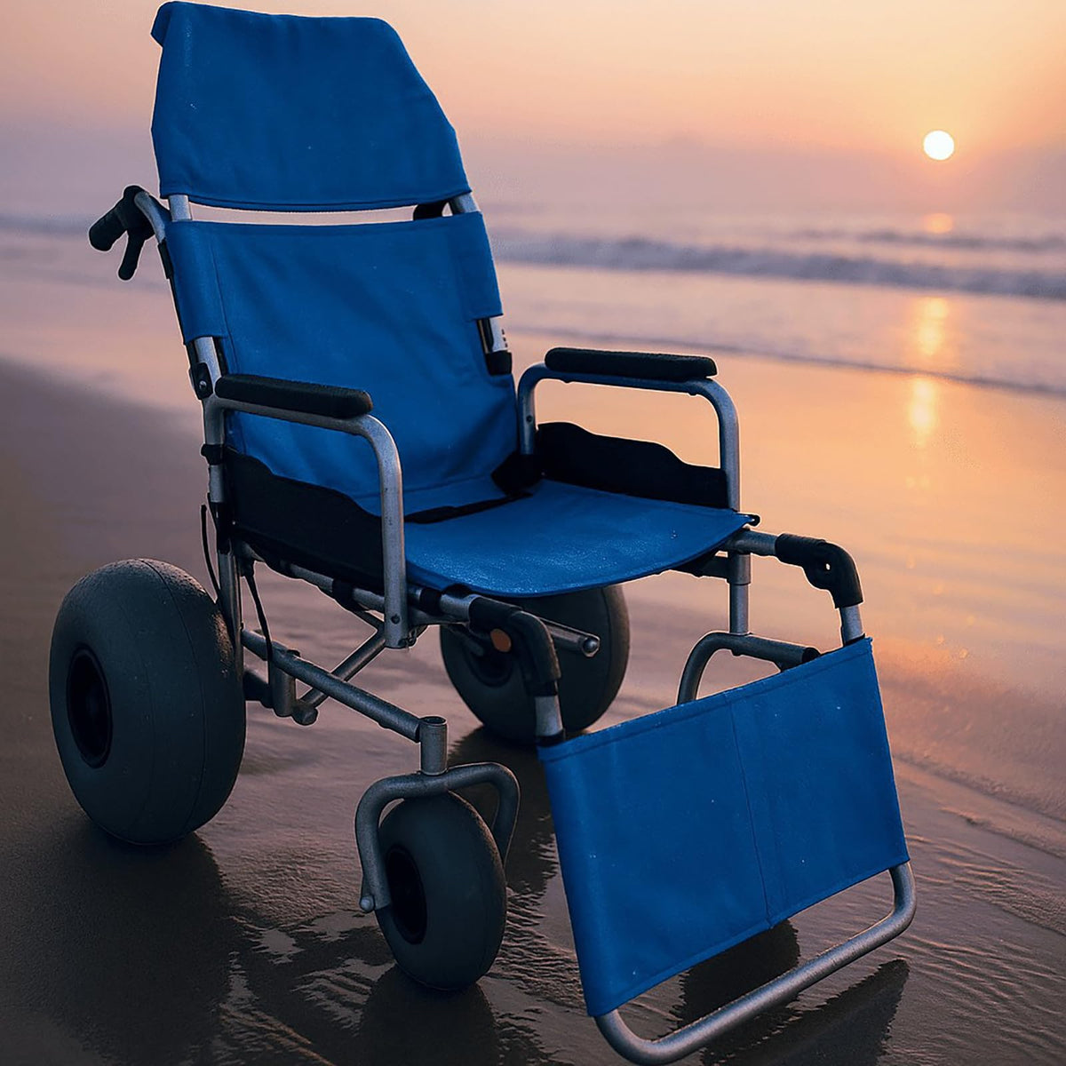 Beach Wheelchair with Balloon Tires, Reclining, Foldable, Waterproof O56613