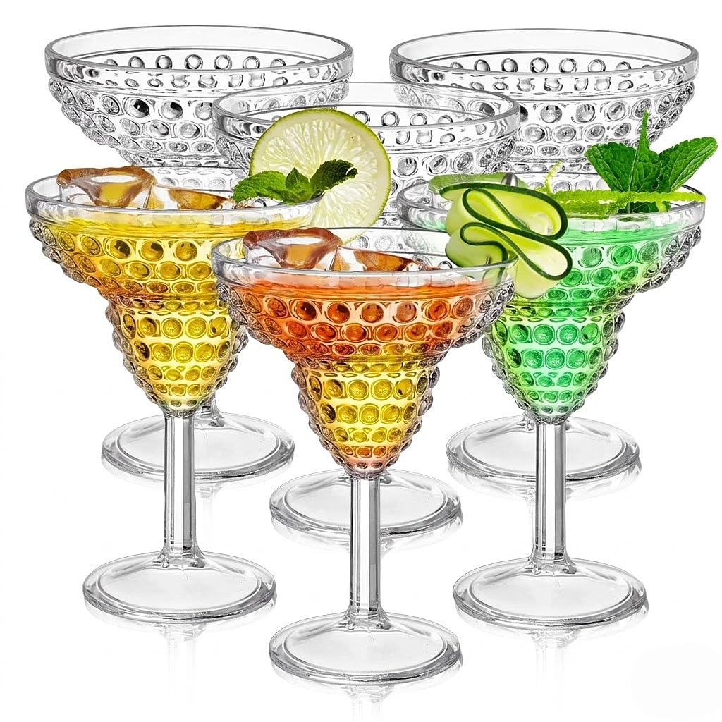6 Pack 11oz Plastic Stemmed Margarita Glasses H808442