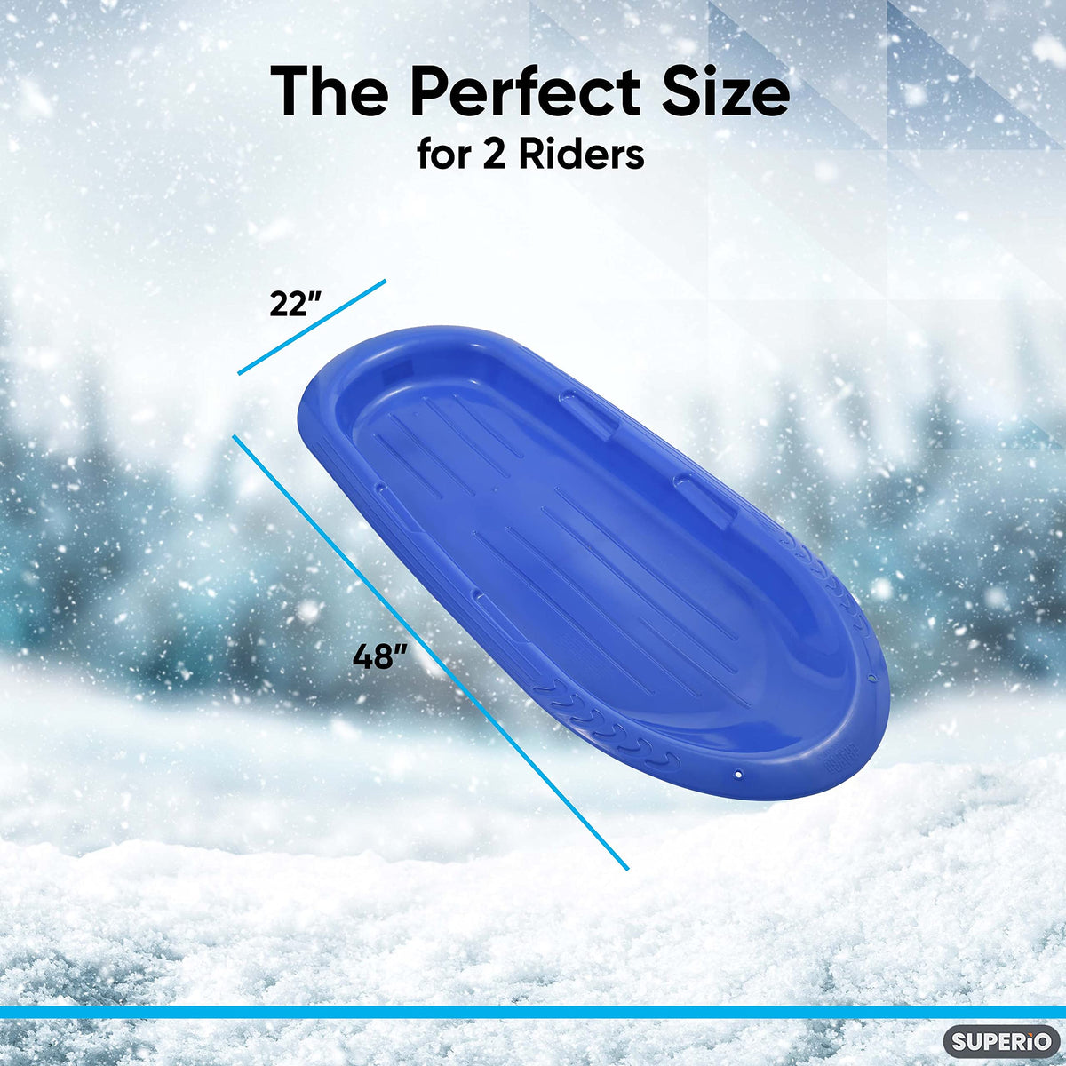 36" 48" Heavy Duty Plastic Toboggan Snow Sled with Handles, 3 Pack G2747