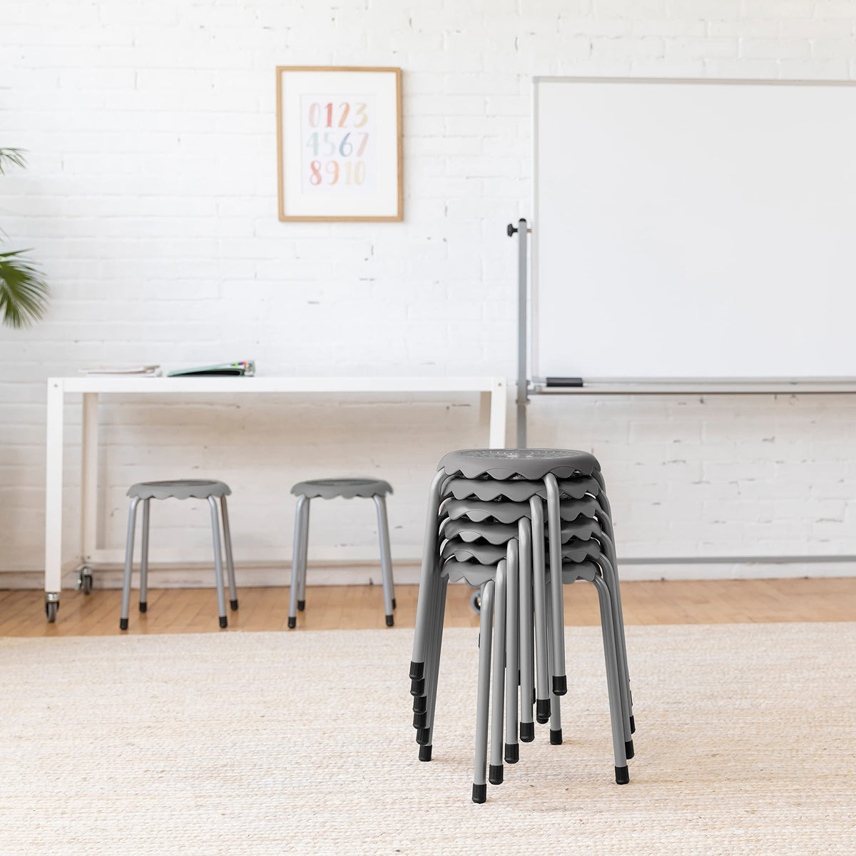Grey 8-Piece Stackable Stool Seating Set H5582