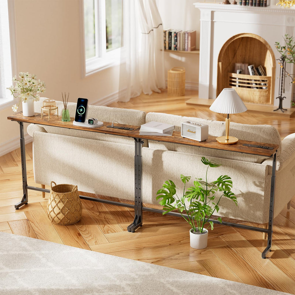 78.75” Narrow Adjustable Console Table with Outlet I655