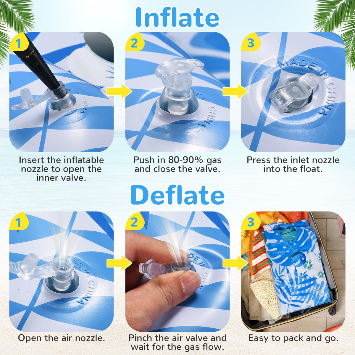 3 Packs Inflatable Pool Floats with Cupholders P1050