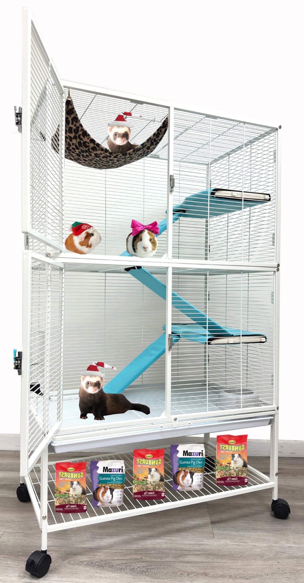 X-Large 4-Tiers Two Full Story Double Unit Critter Home On Wheels S2926
