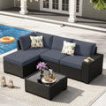 5 Pieces Wicker PE Rattan Patio Furniture Set with Cushion & Coffee Table, Grey P28874