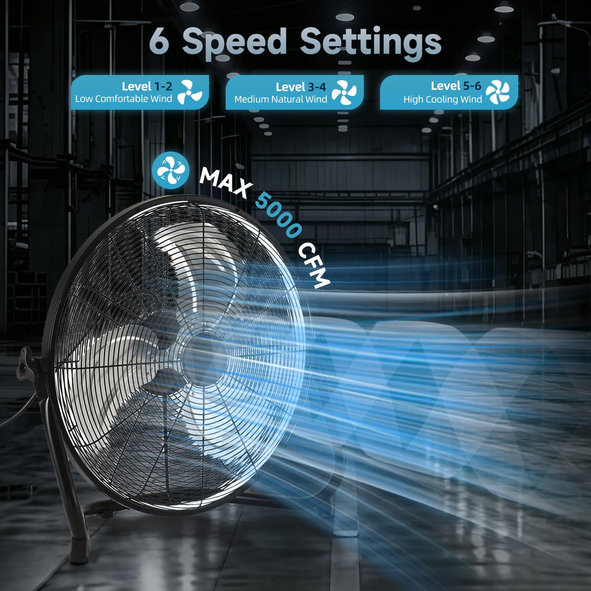 20" High Velocity Metal Floor Fan with Light D45313