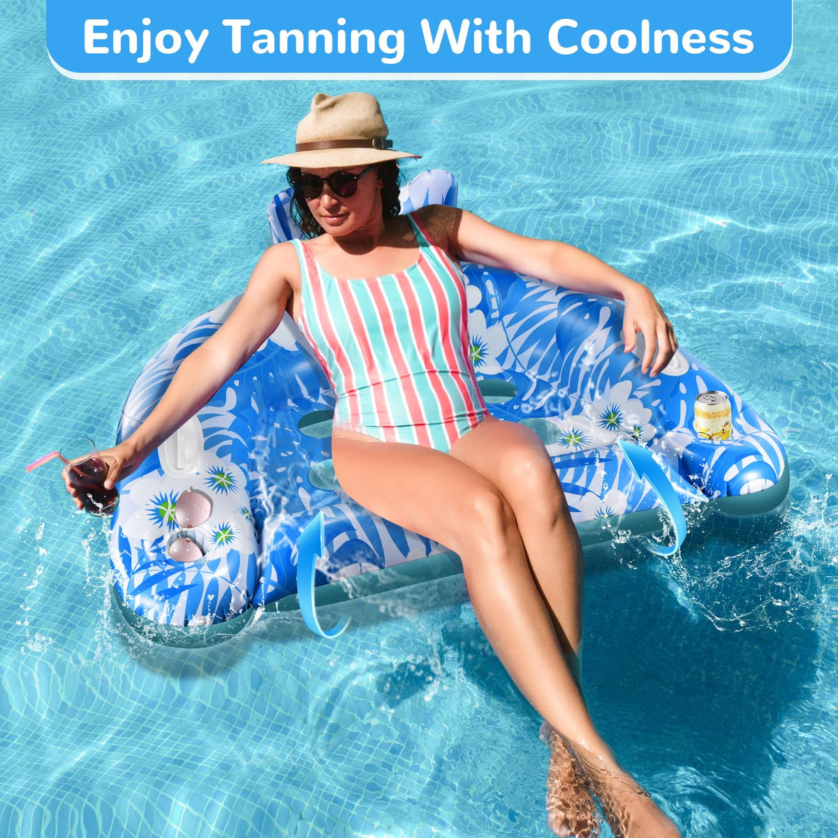 3 Packs Inflatable Pool Floats with Cupholders P1050