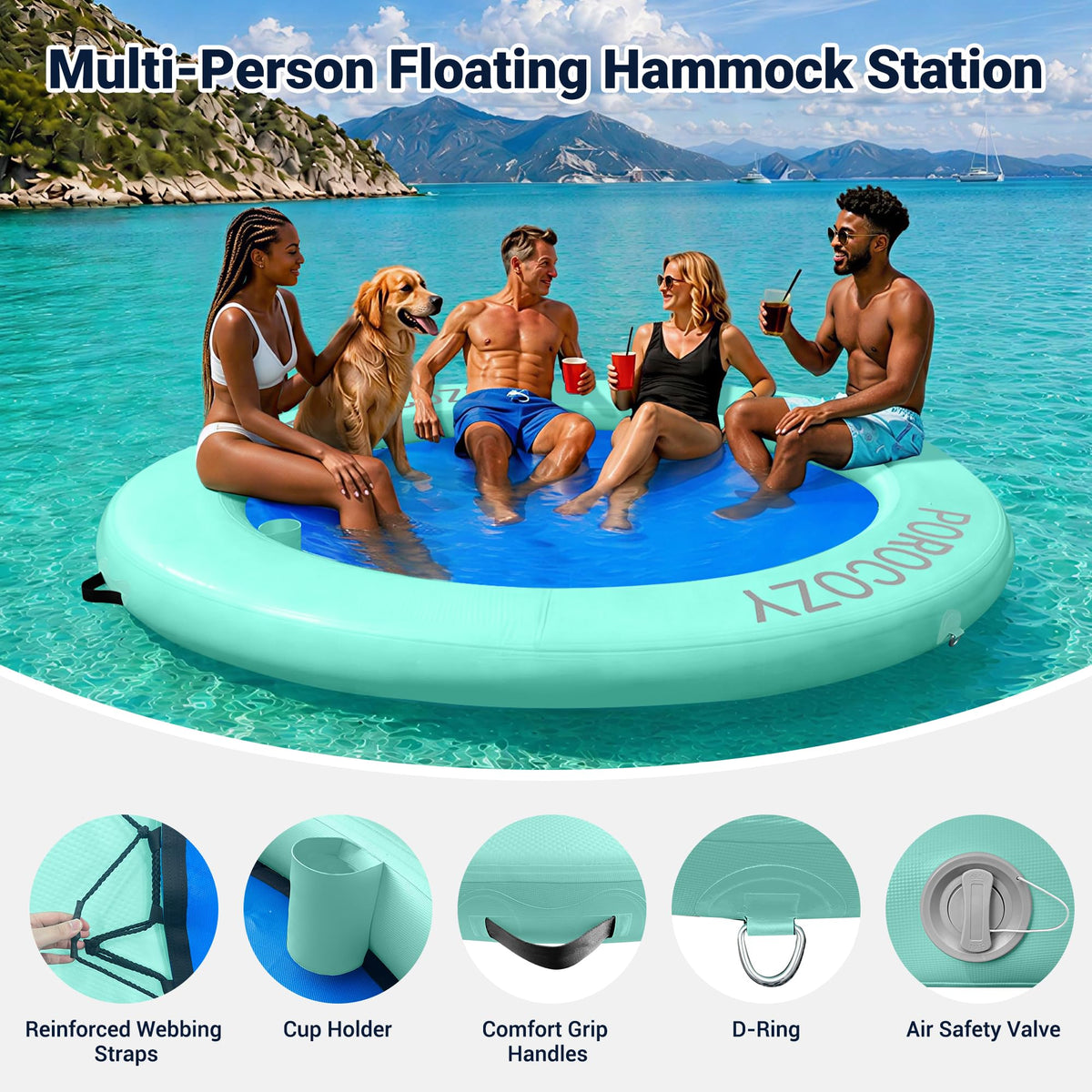 Inflatable Water Hammock with Cup Holders L352