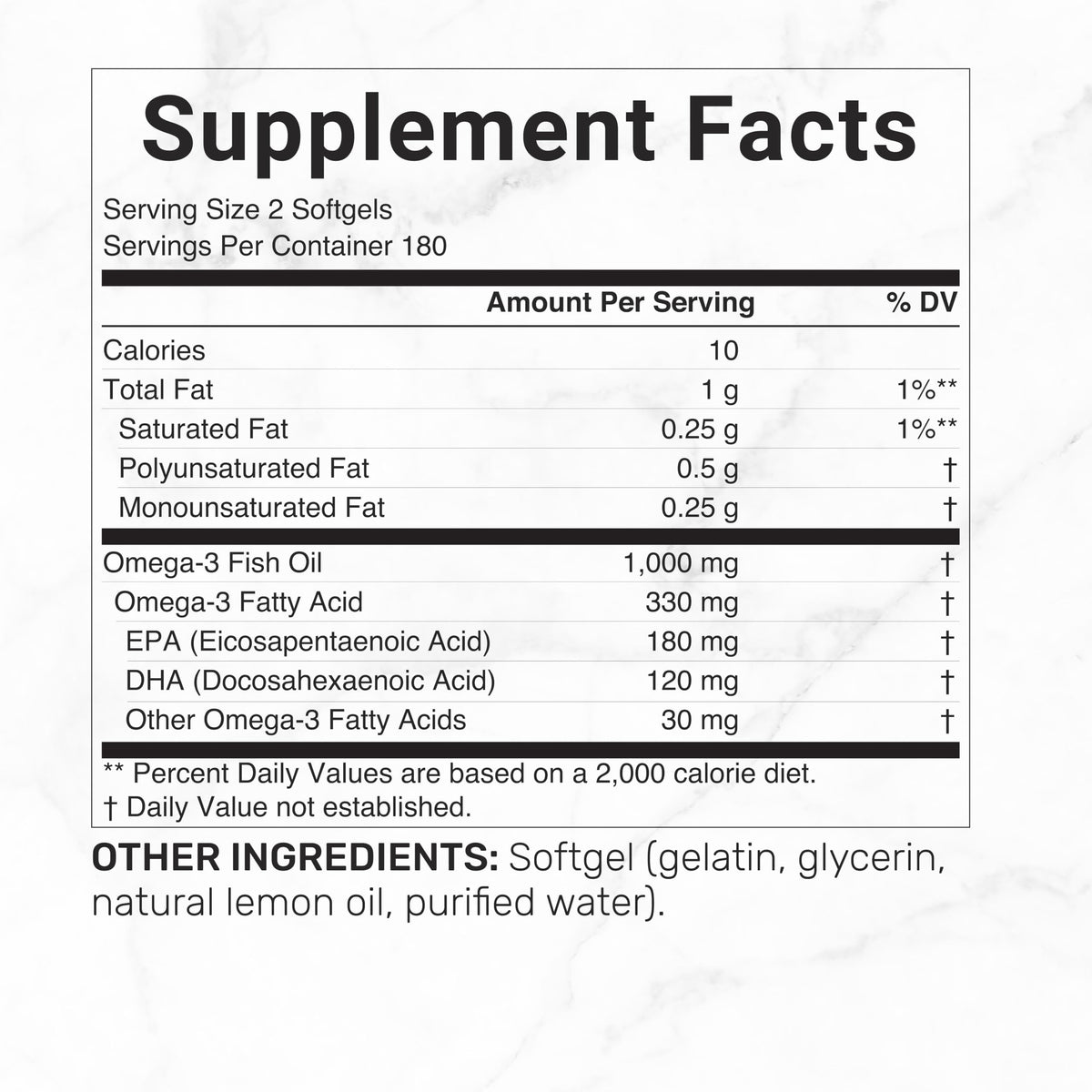 Omega-3 Fish Oil 360 Softgels 1,000mg Lemon Flavor H69319