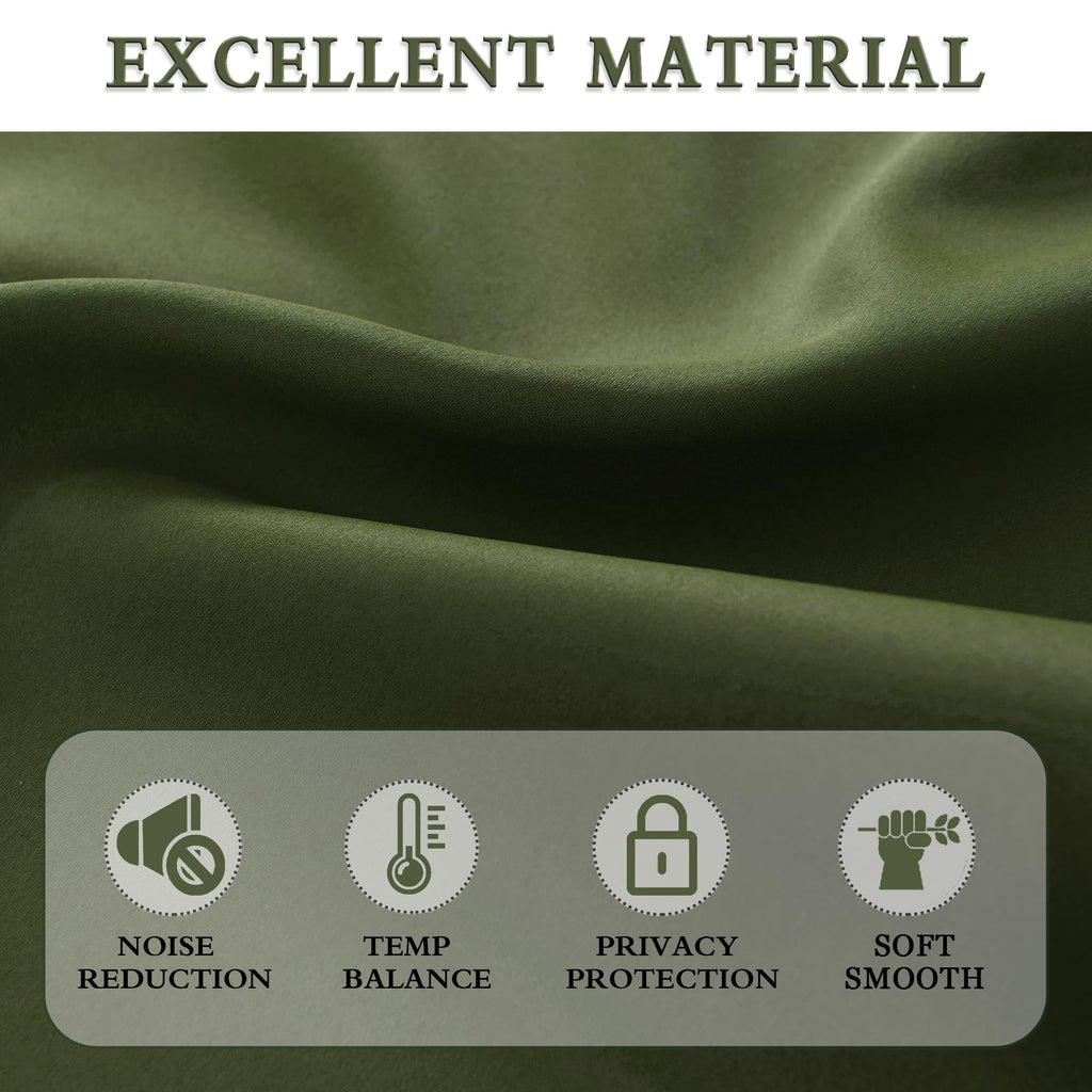 Olive Green 96 Inch Blackout Curtains, Set of 2 Panels U129939