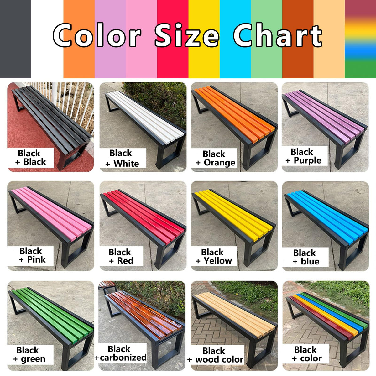 Cast Iron Outdoor Bench Carbonized Finish 150x40x45cm R4919