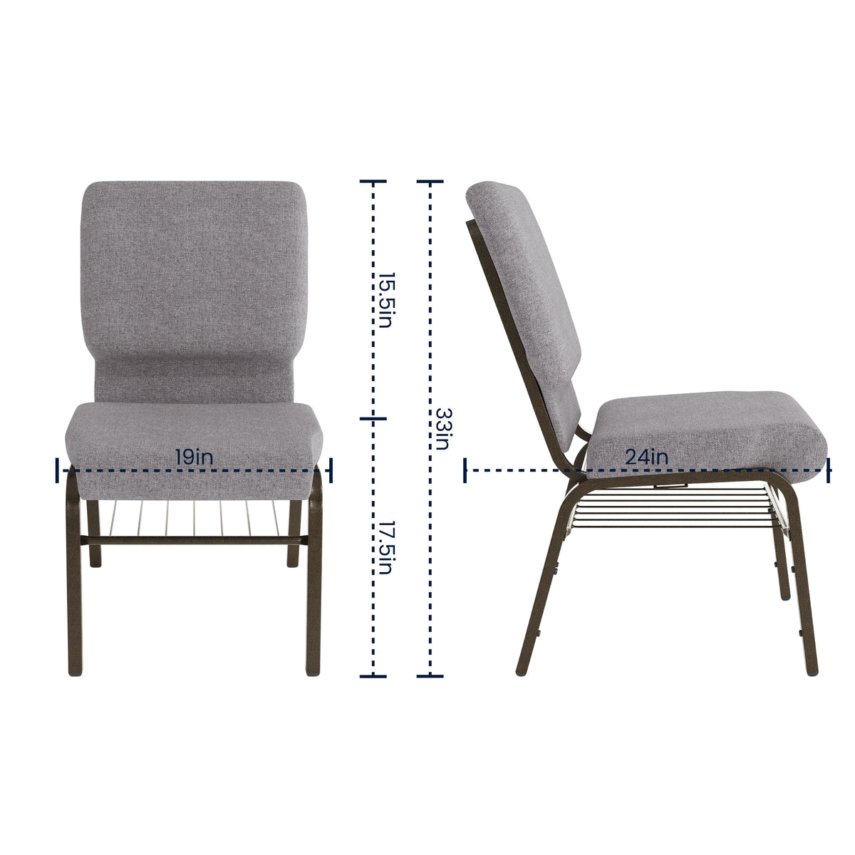 Gray Fabric Church Chair Z7634